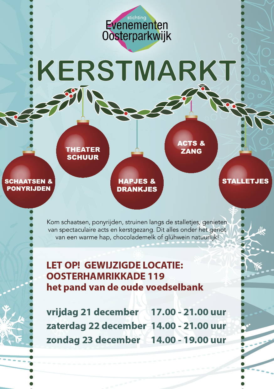 Flyer kerstmarkt met nieuwe locatie